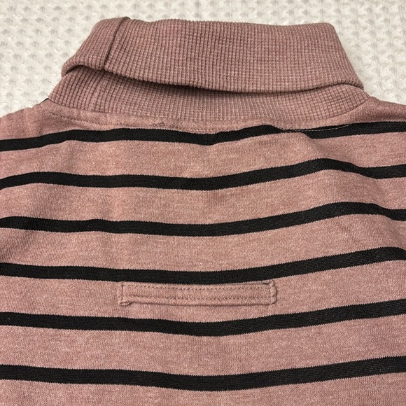 VINTAGE 80s Turtleneck Sweatshirt Mauve Purple Black Striped Mens M-L XPLOITS - Picture 10 of 12